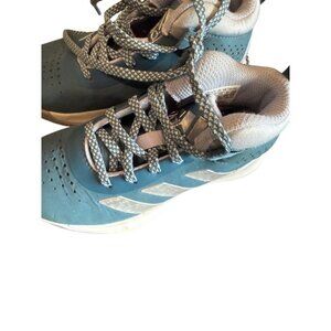 Adidas Kids Basketball Shoes High Top Blue Silver Athletic Sneakers
